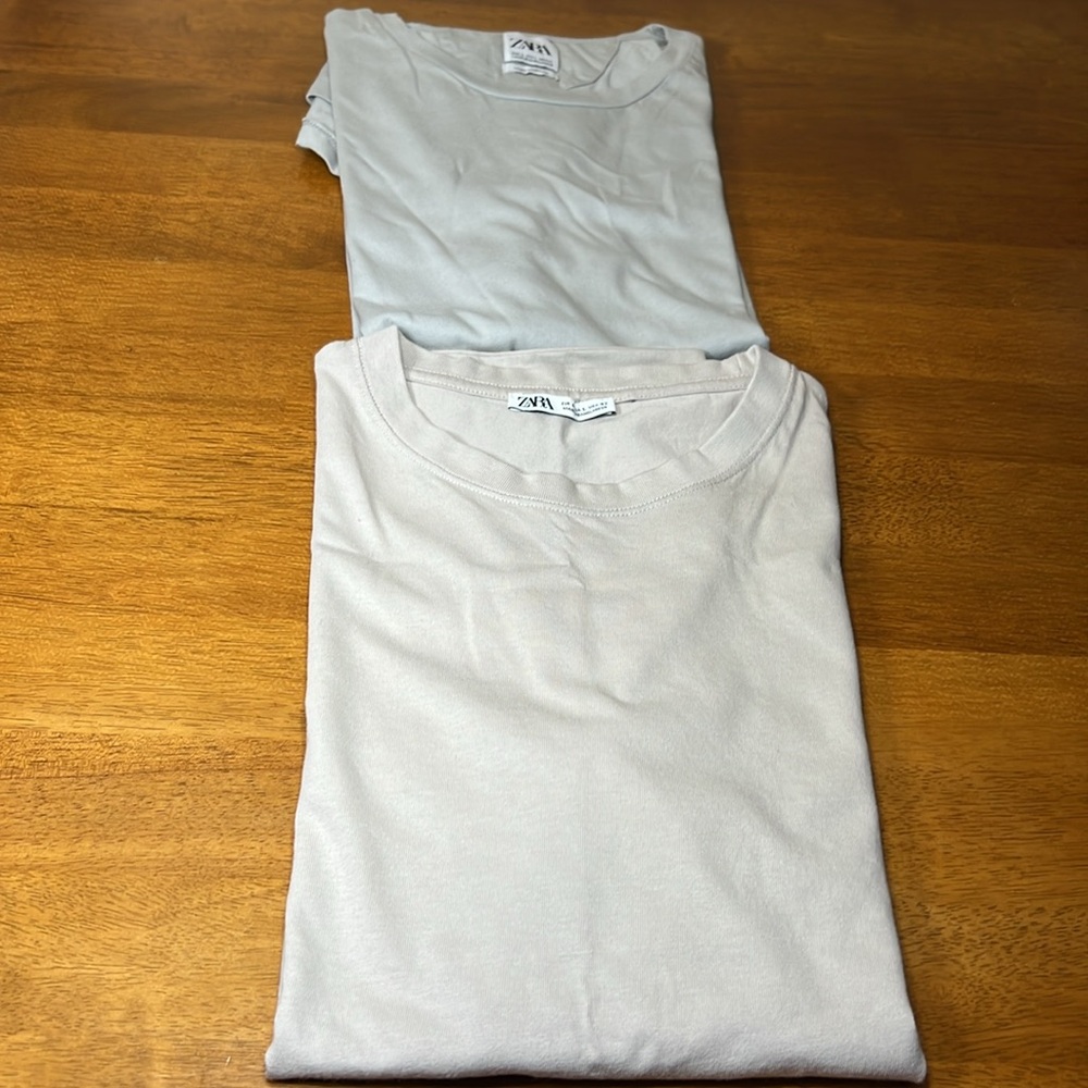 Zara Gray & pistachos Short Sleeve Tee size large - Picture 2 of 6